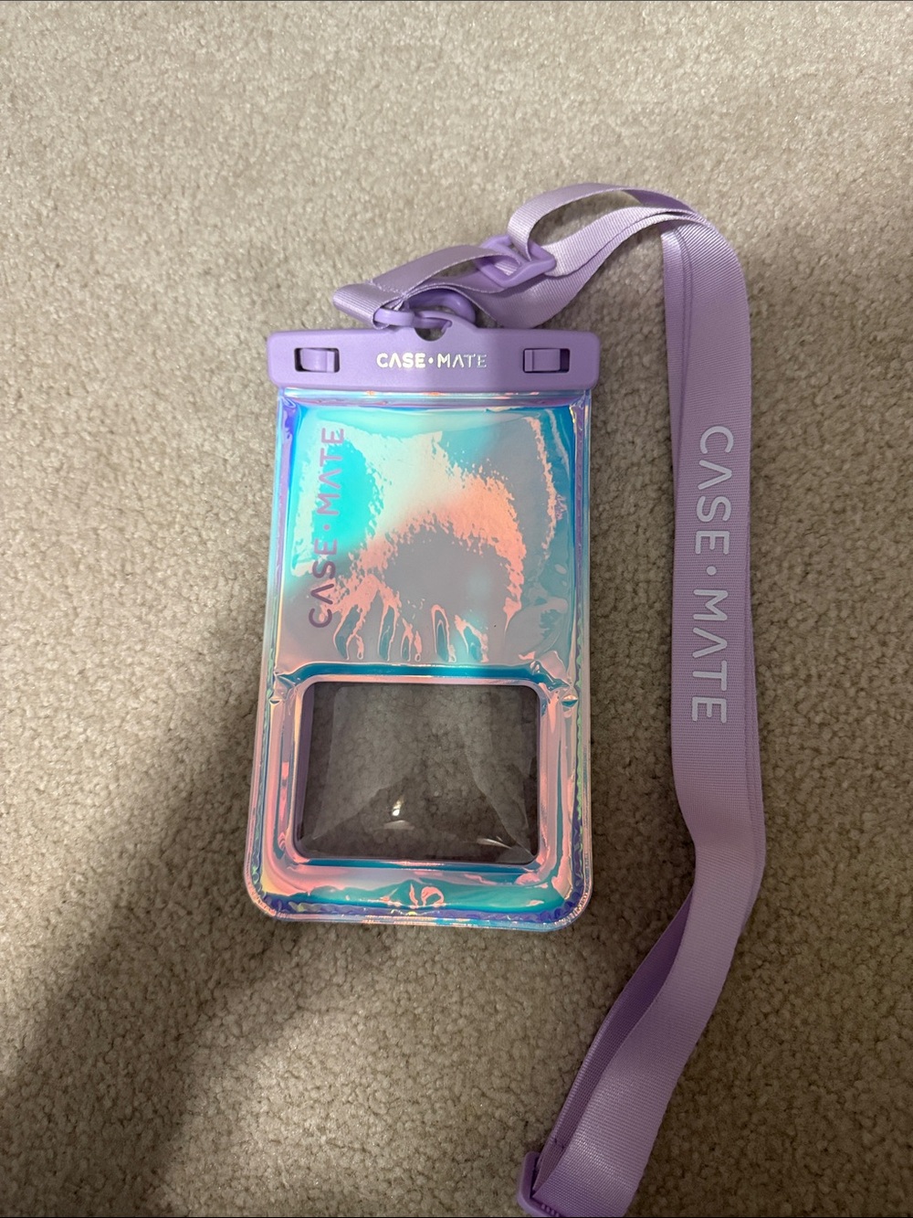 case-mate Iridescent Lavender Waterproof Phone Pouch with Lavender Lanyard
